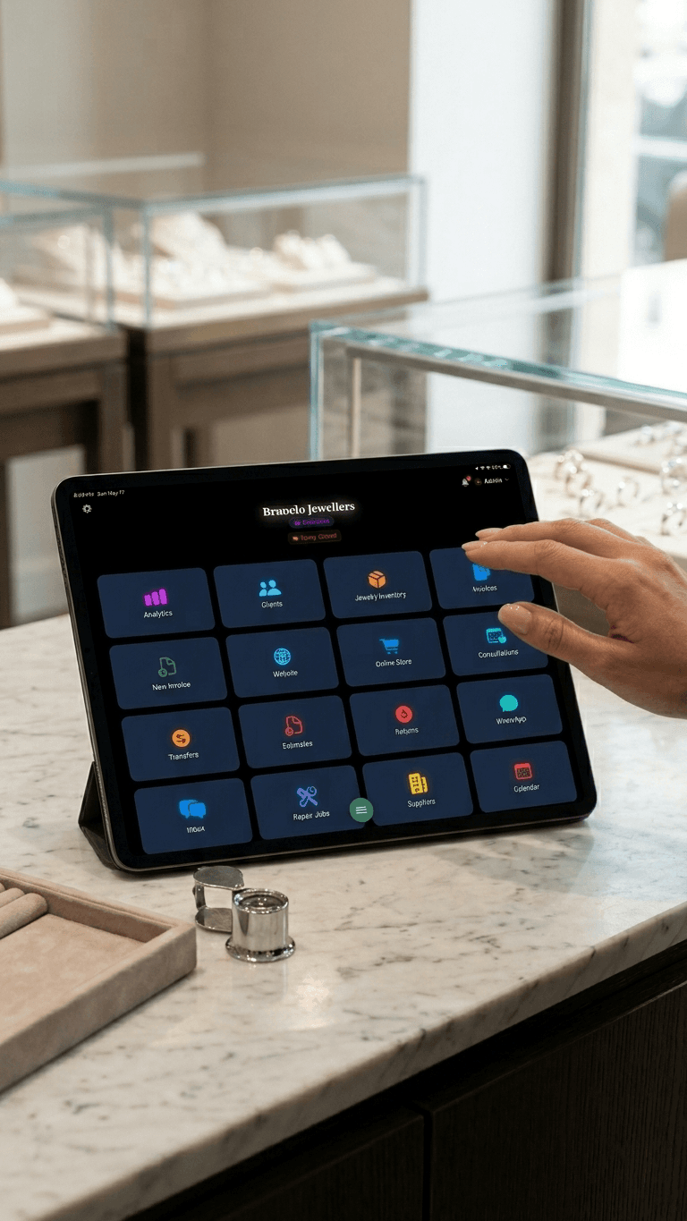 Novo Solution running in a jewellery store on iPad