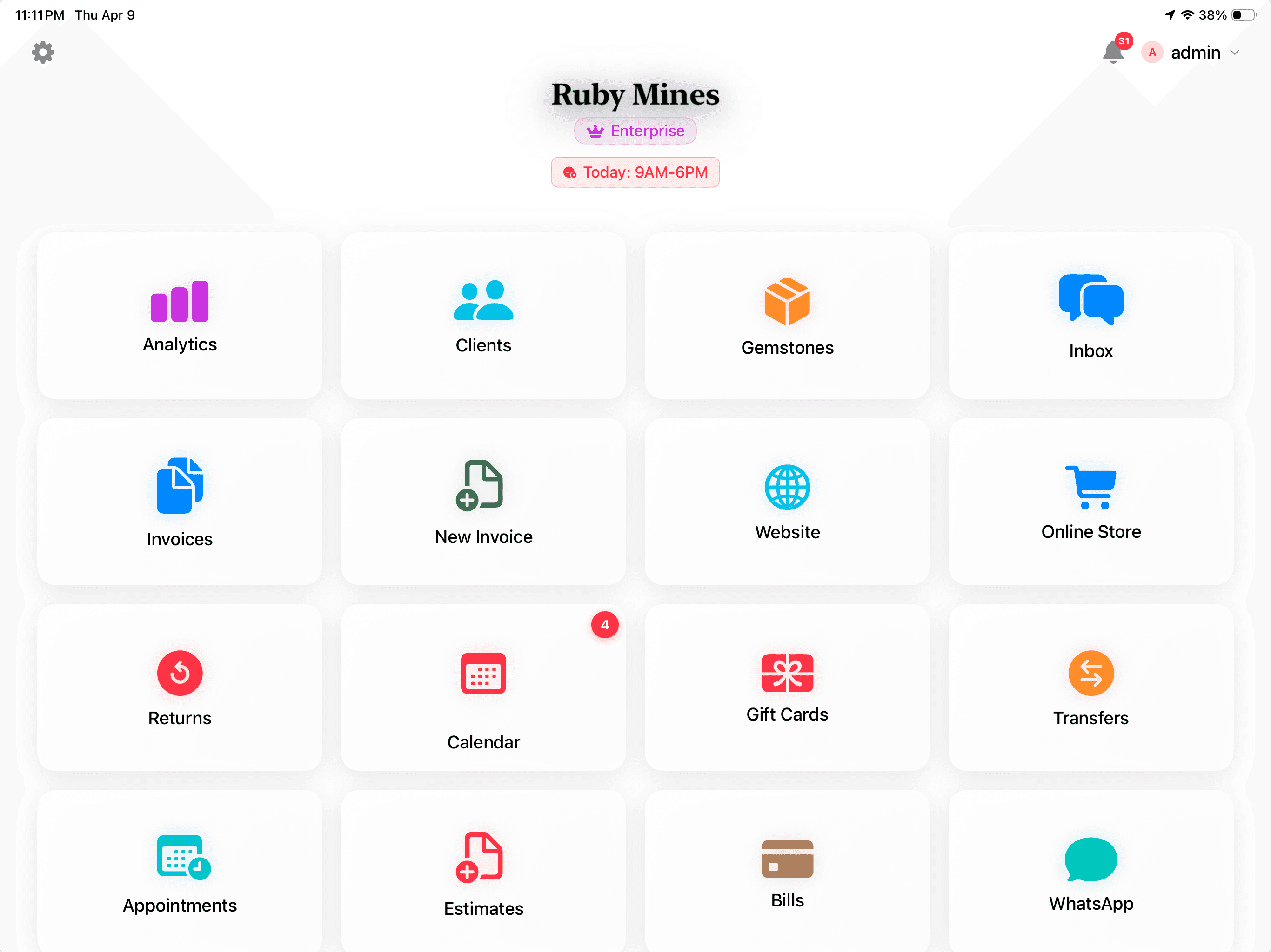 Mac Back Office interface
